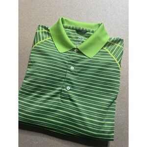 Infiniti Zero Restriction Mens L Green‎ Striped Short Sleeve Golf Shirt Polo $78